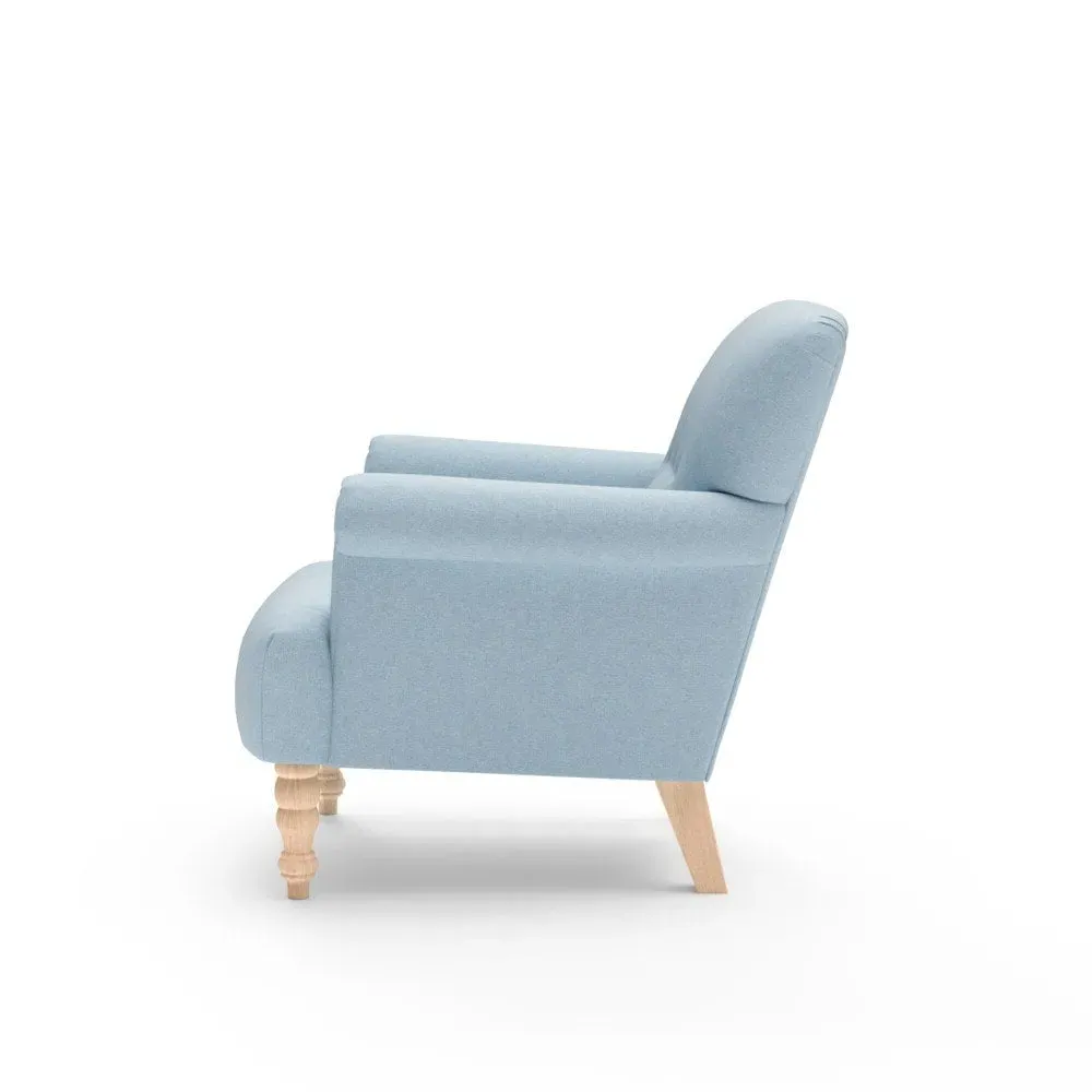 Scroll Arm Armchair - Sky Blue, House Linen Mix
