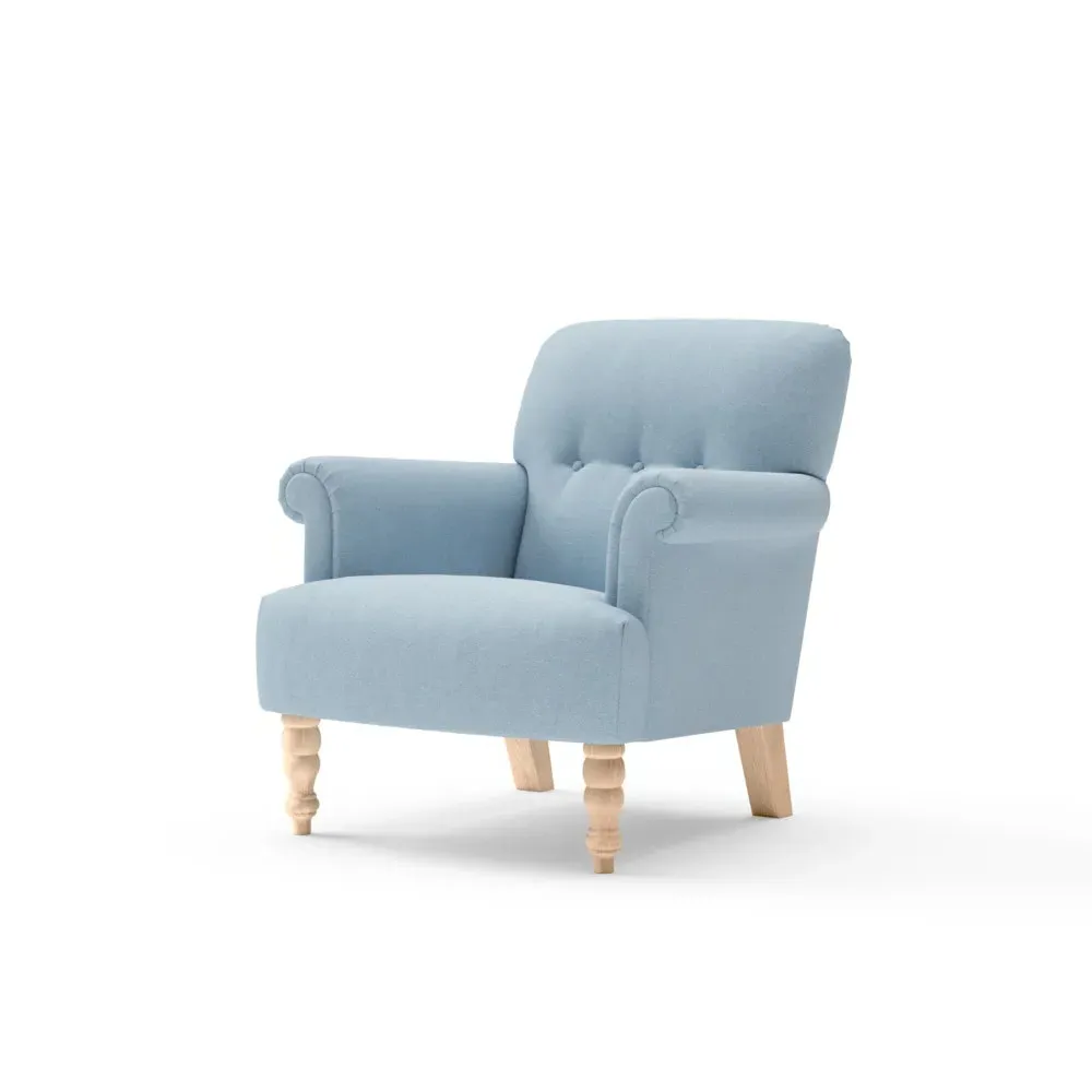 Scroll Arm Armchair - Sky Blue, House Linen Mix
