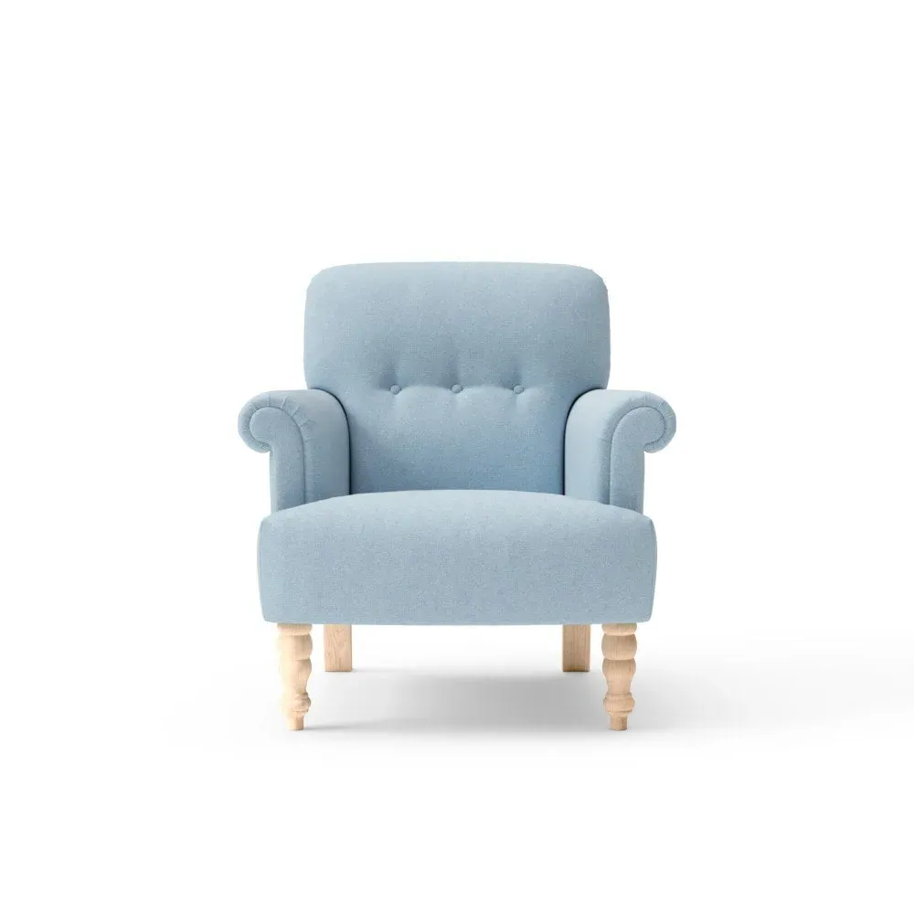 Scroll Arm Armchair - Sky Blue, House Linen Mix