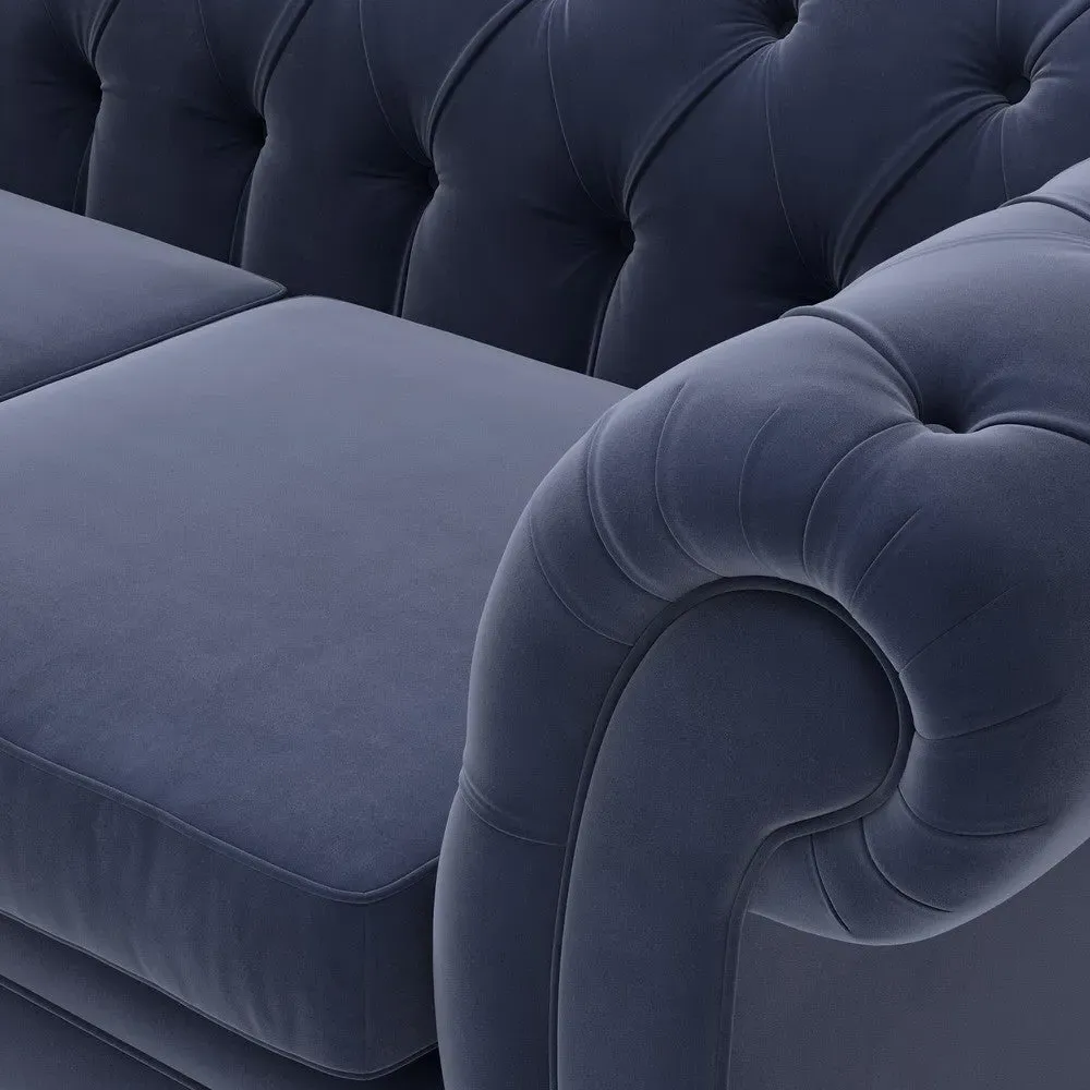 2-Seater Chesterfield Sofa - Deep Blue, Velvet