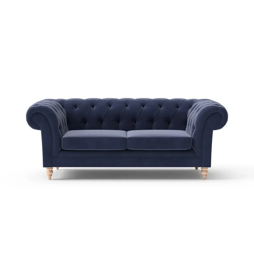 2-Seater Chesterfield Sofa - Deep Blue, Velvet image