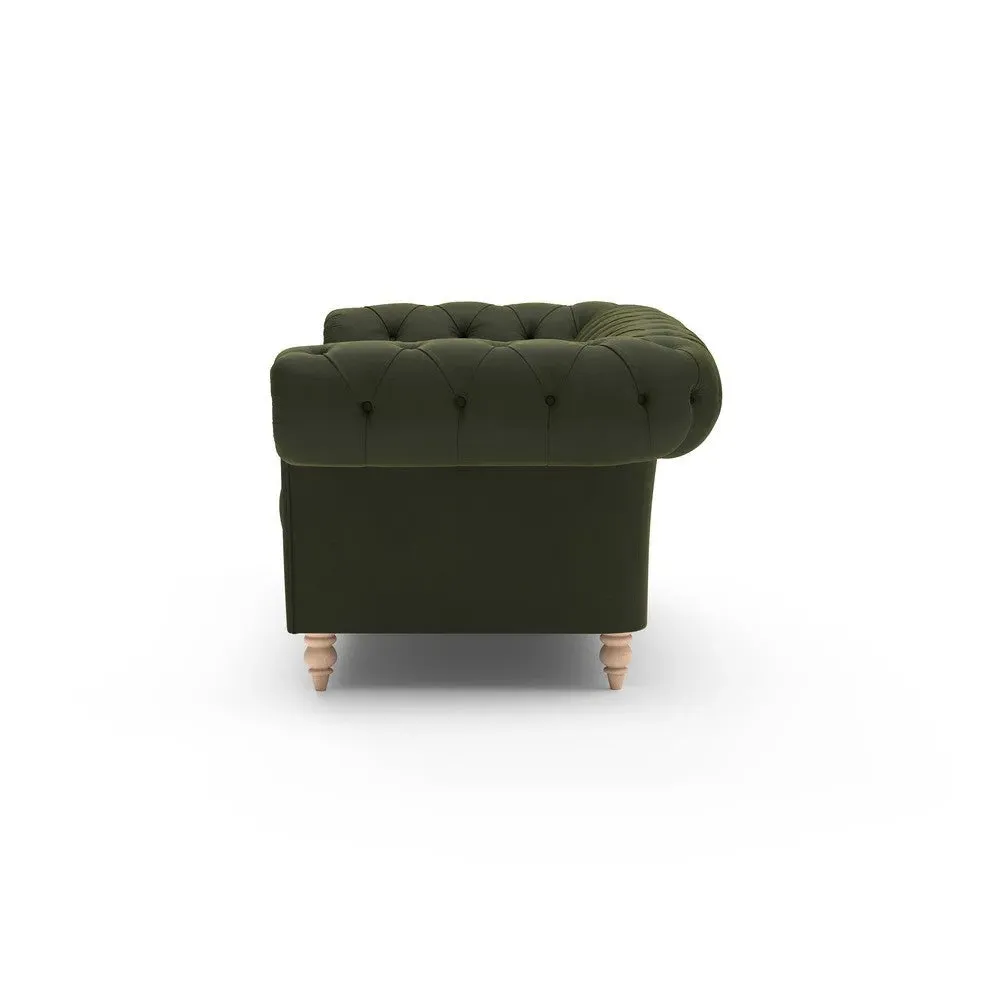2-Seater Chesterfield Sofa - Forest Green, Velvet