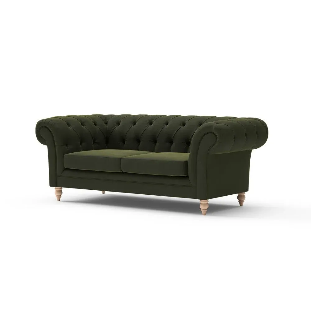2-Seater Chesterfield Sofa - Forest Green, Velvet