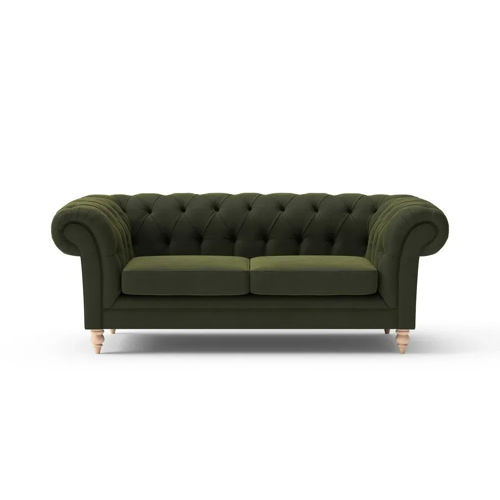 2-Seater Chesterfield Sofa - Forest Green, Velvet