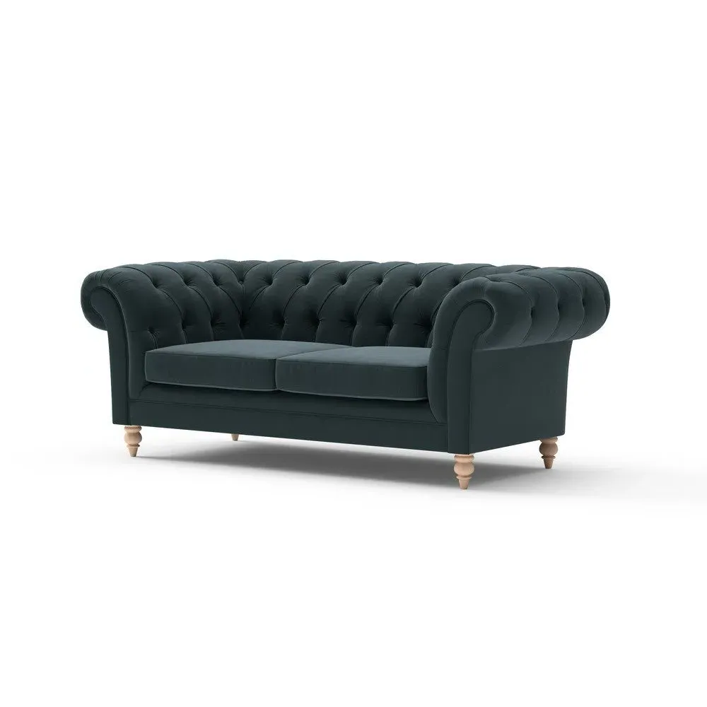 2-Seater Chesterfield Sofa - Lake, Velvet