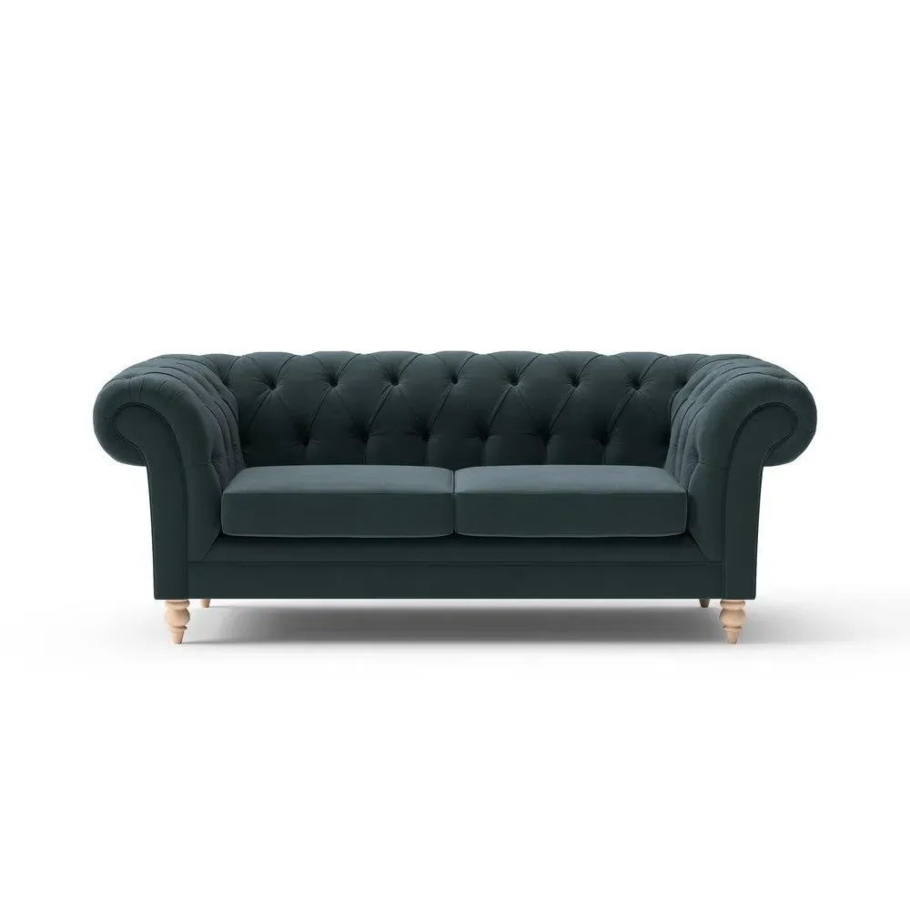 2-Seater Chesterfield Sofa - Lake, Velvet