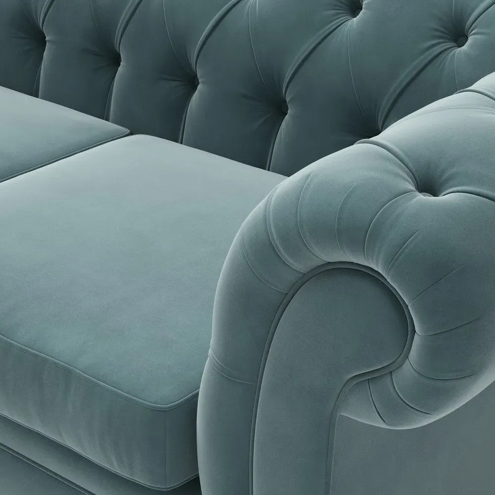 2-Seater Chesterfield Sofa - Teal, Velvet