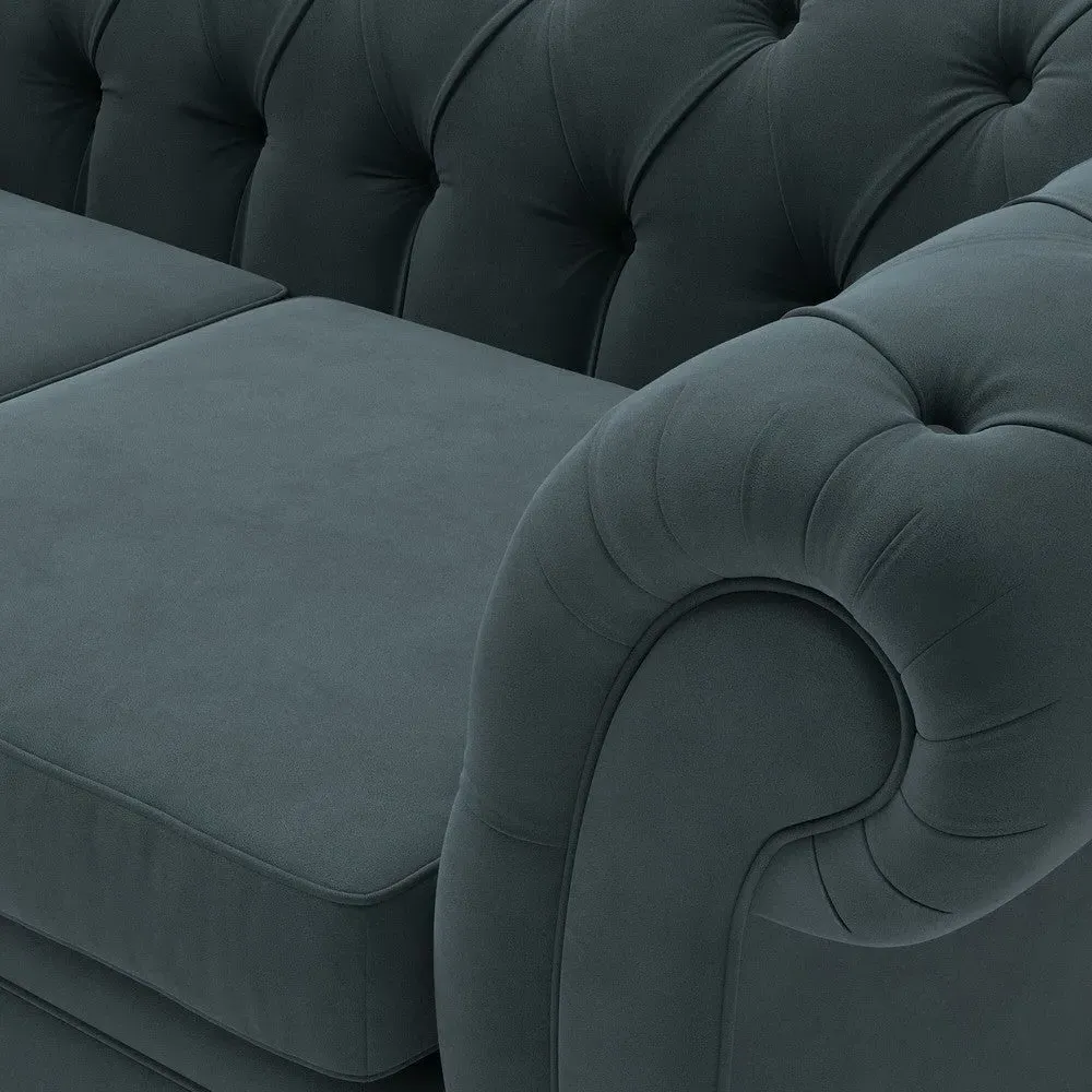 3-Seater Chesterfield Sofa - Blue, Velvet
