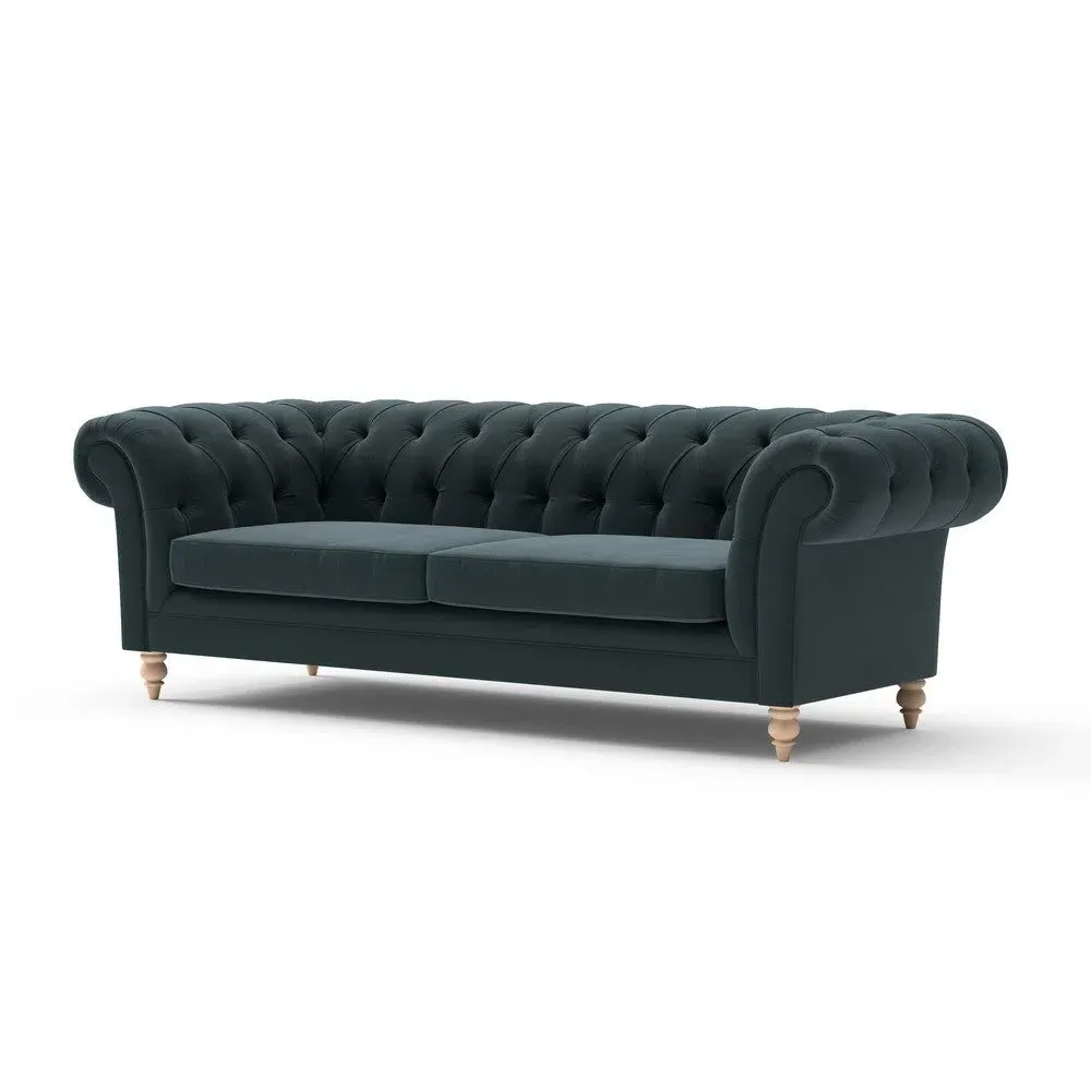 3-Seater Chesterfield Sofa - Blue, Velvet