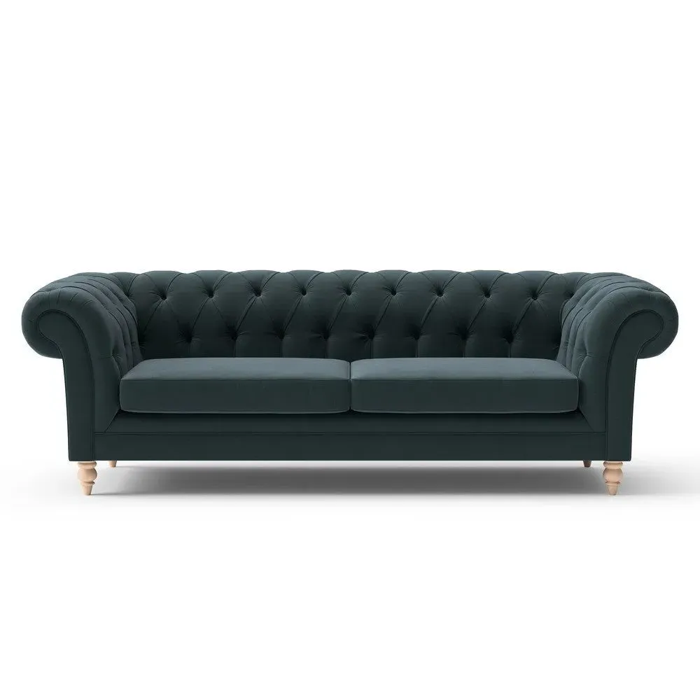 3-Seater Chesterfield Sofa - Blue, Velvet image