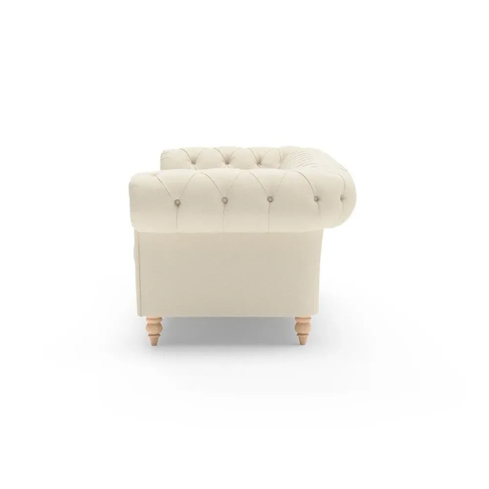 3-Seater Chesterfield Sofa - Cream, House Weave