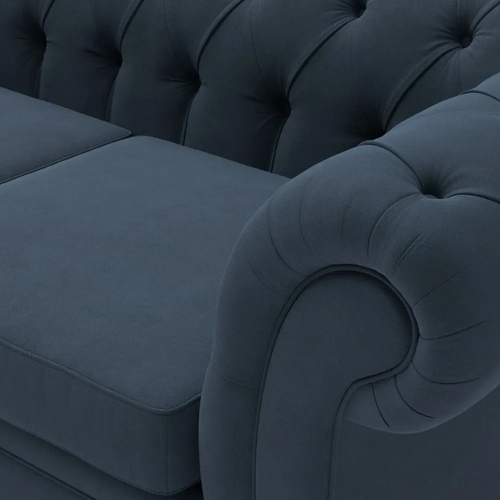 3-Seater Chesterfield Sofa - Dark Blue, Matt Velvet