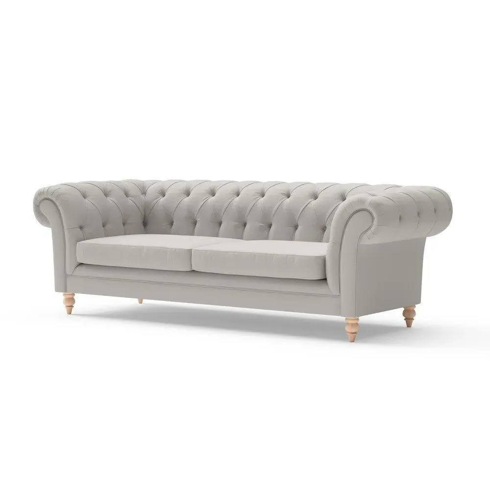 3-Seater Chesterfield Sofa - Dove Grey, Linen