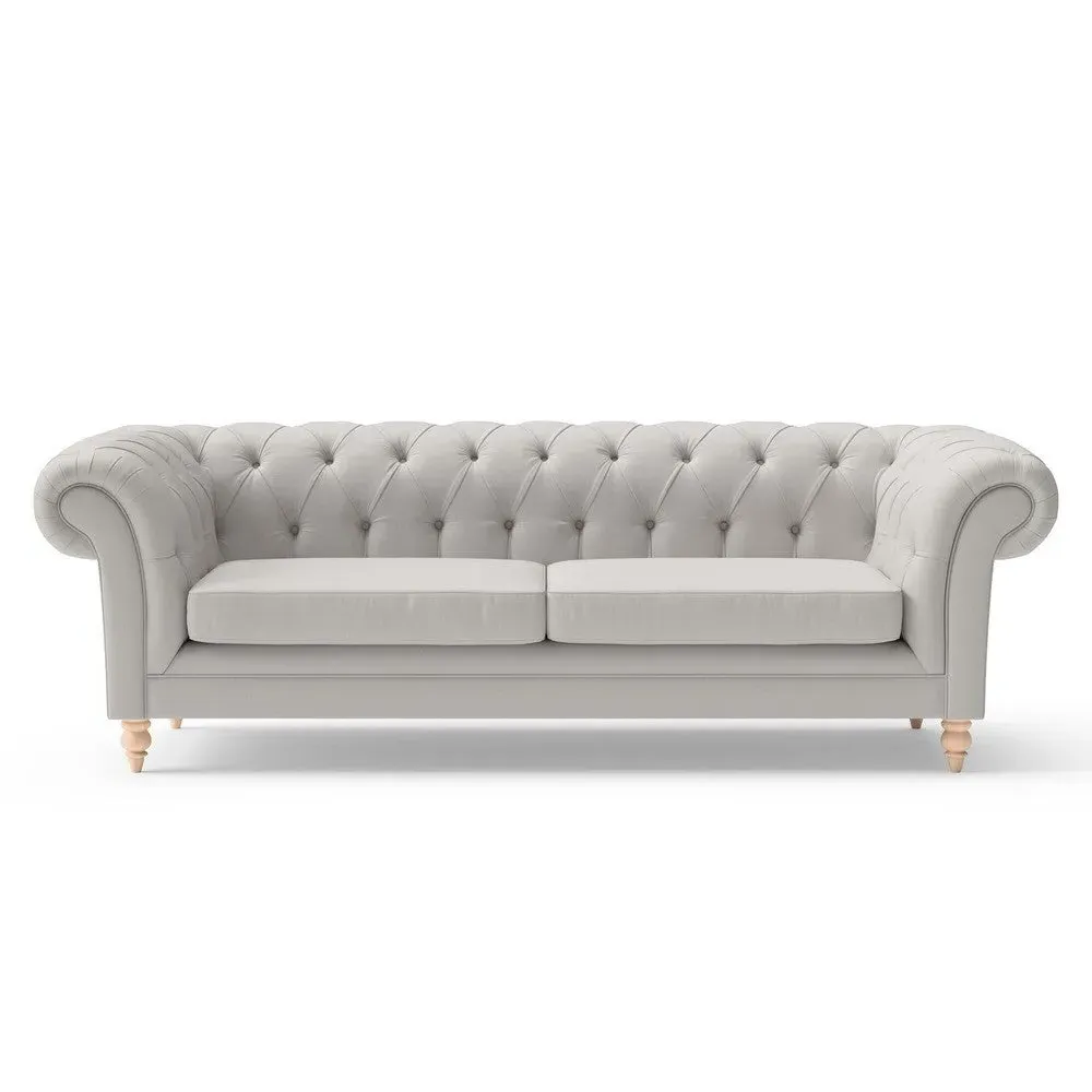 3-Seater Chesterfield Sofa - Dove Grey, Linen image