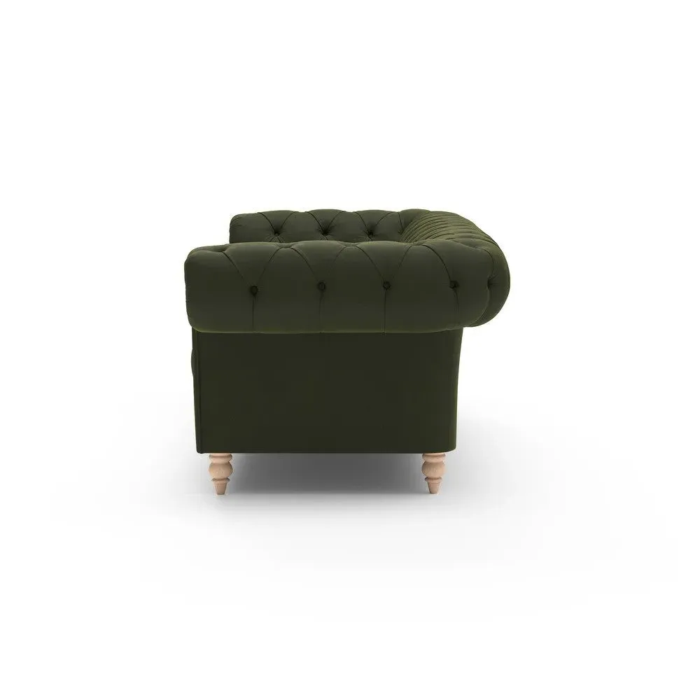 3-Seater Chesterfield Sofa - Forest Green, Velvet