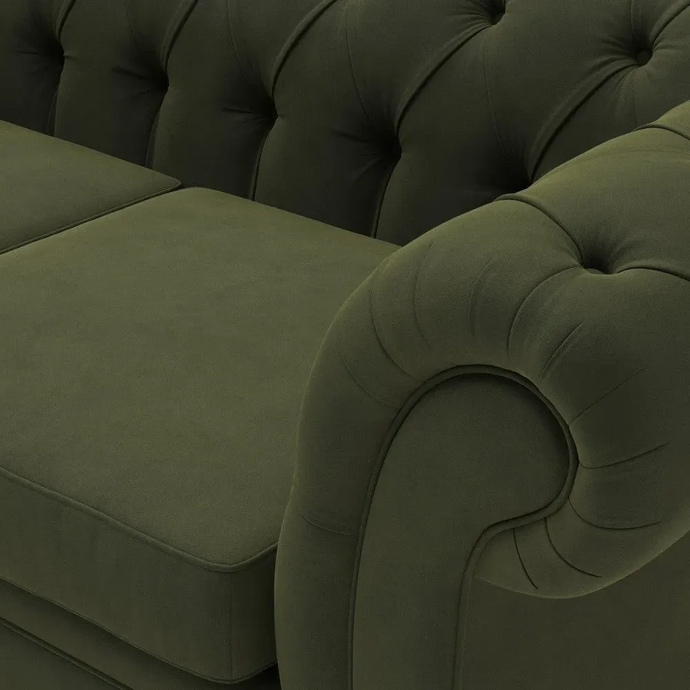 3-Seater Chesterfield Sofa - Forest Green, Velvet