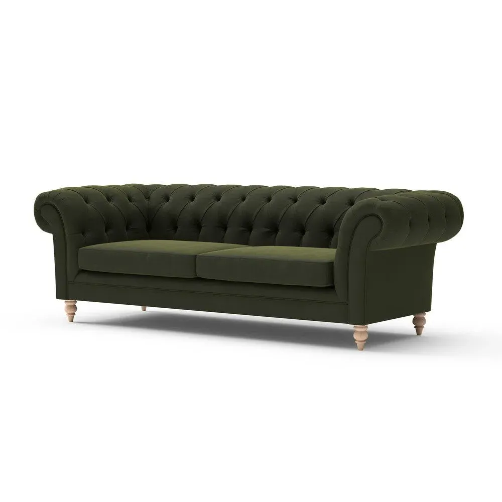 3-Seater Chesterfield Sofa - Forest Green, Velvet