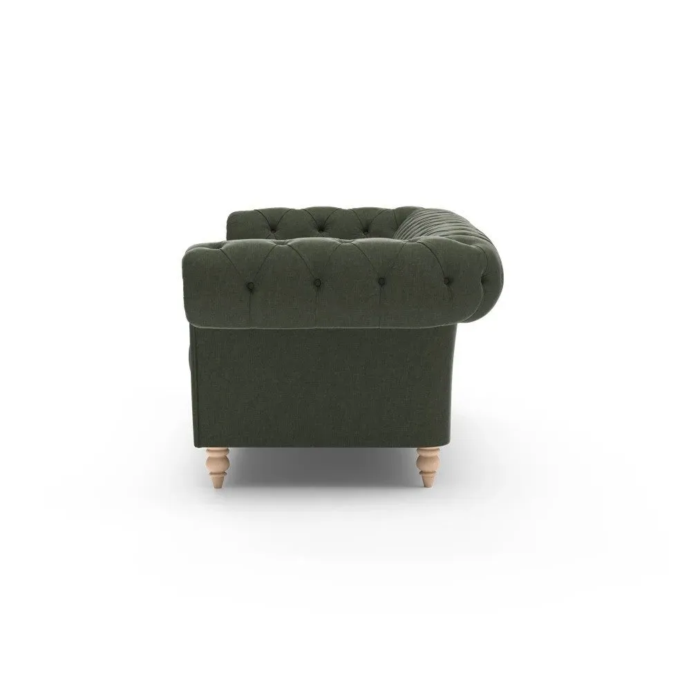 3-Seater Chesterfield Sofa - Green, Chenille