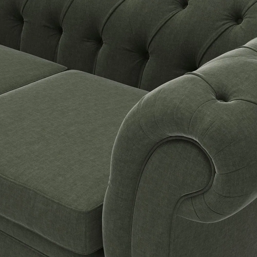 3-Seater Chesterfield Sofa - Green, Chenille