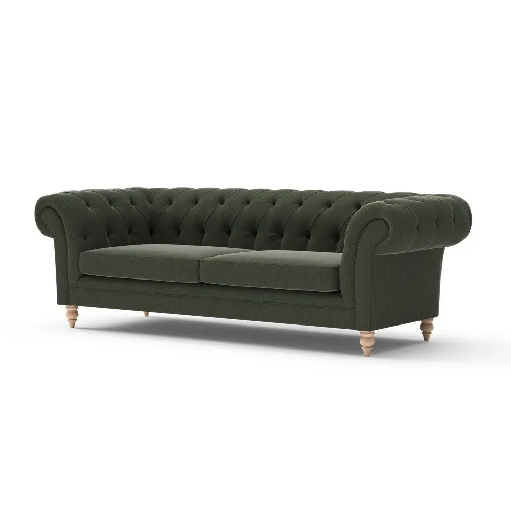 3-Seater Chesterfield Sofa - Green, Chenille