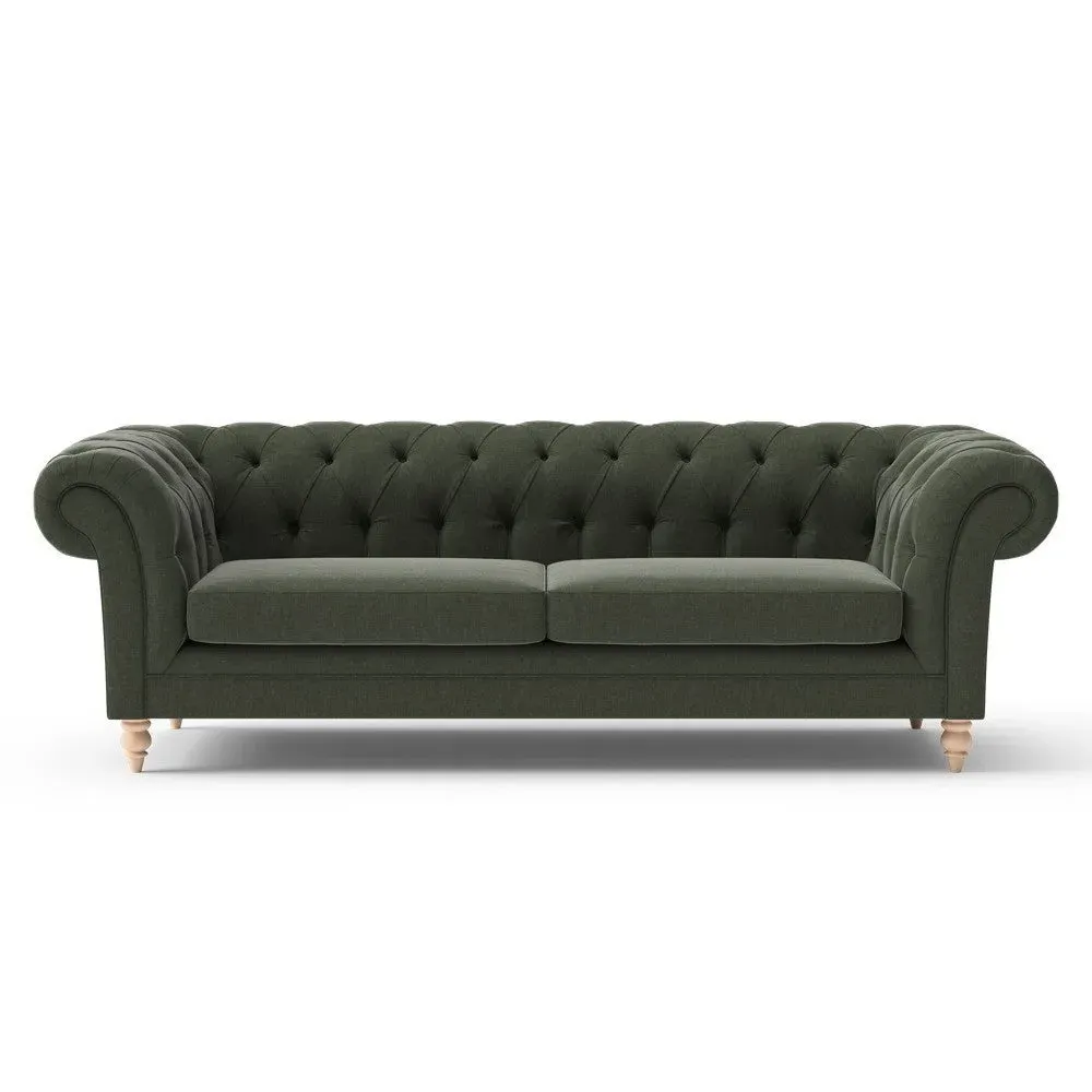 3-Seater Chesterfield Sofa - Green, Chenille image