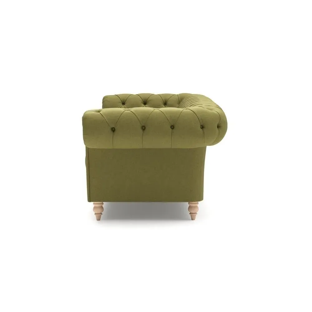 3-Seater Chesterfield Sofa - Green, Linen
