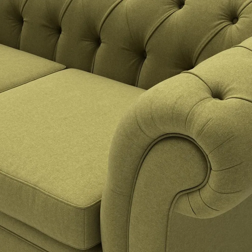 3-Seater Chesterfield Sofa - Green, Linen
