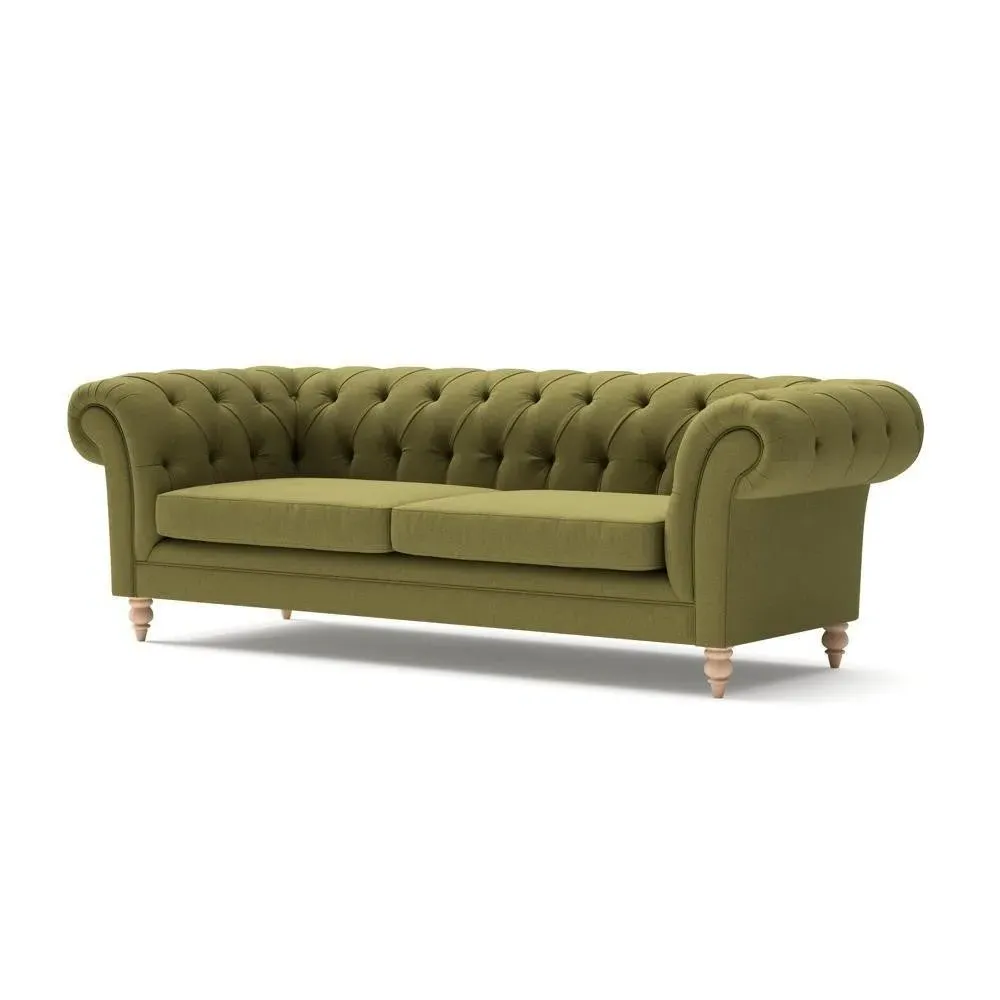 3-Seater Chesterfield Sofa - Green, Linen