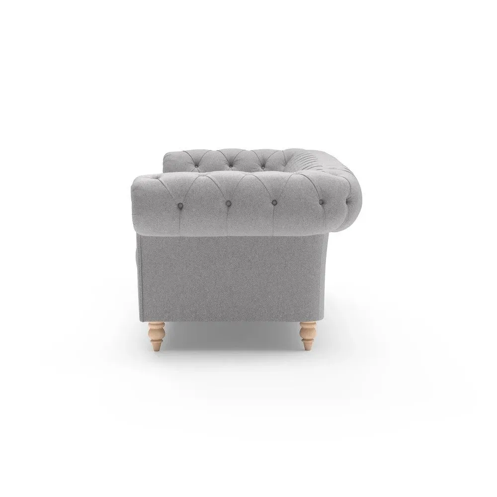 3-Seater Chesterfield Sofa - Grey, Rustic Weave
