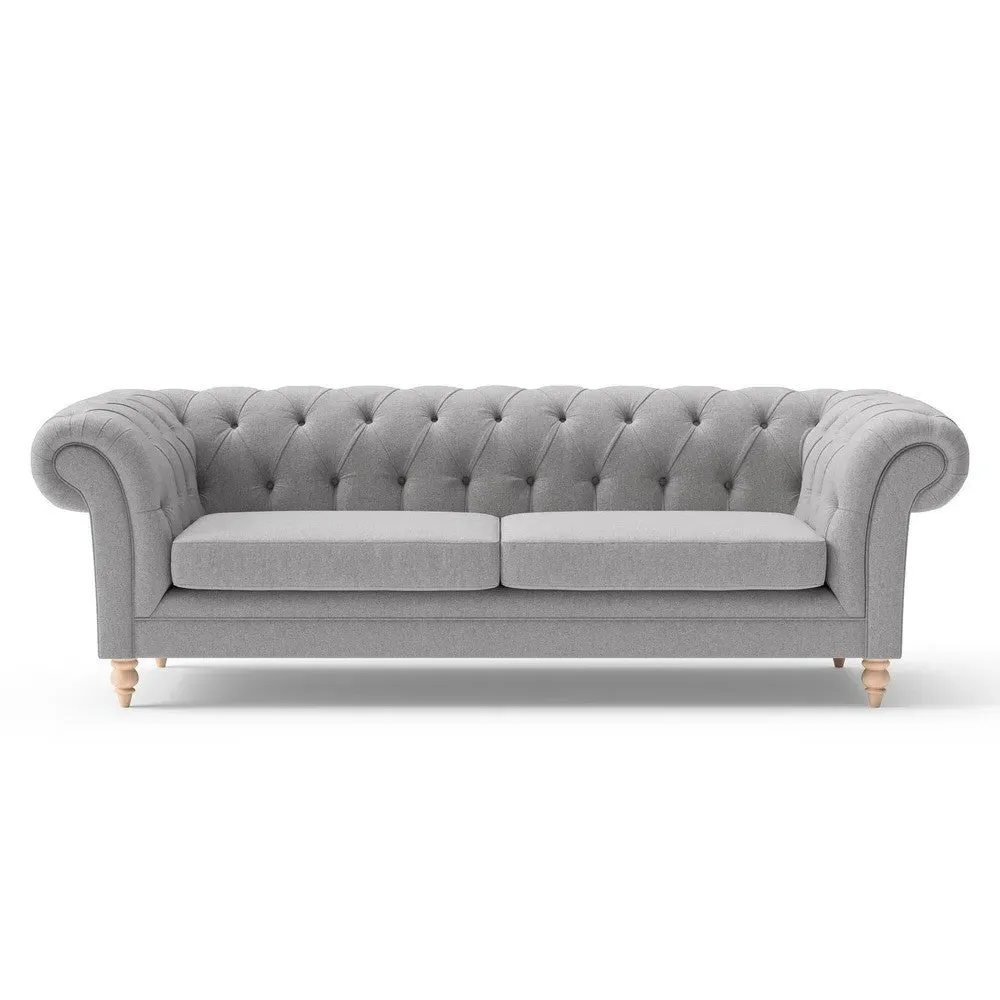 3-Seater Chesterfield Sofa - Grey, Rustic Weave image