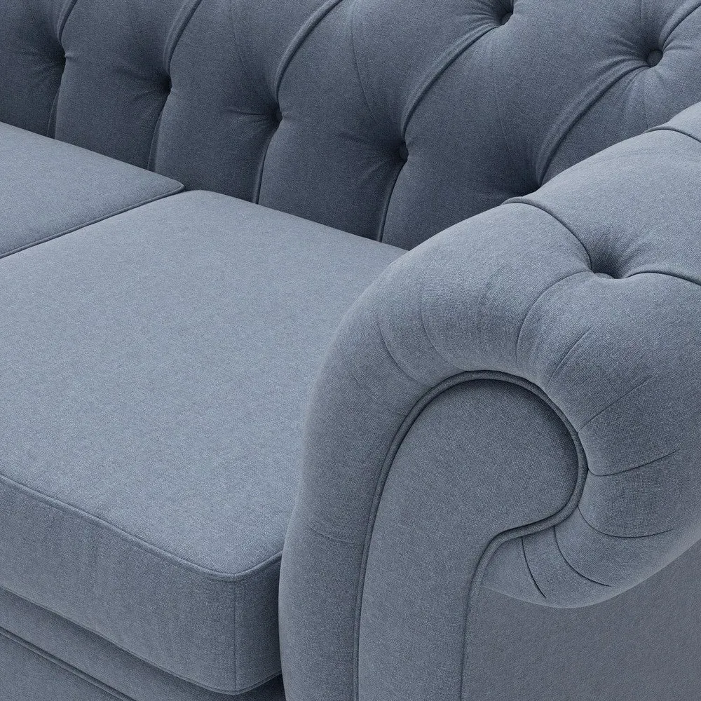 3-Seater Chesterfield Sofa - Indigo, House Linen Mix
