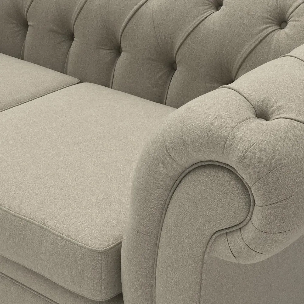 3-Seater Chesterfield Sofa - Mid Grey, Linen