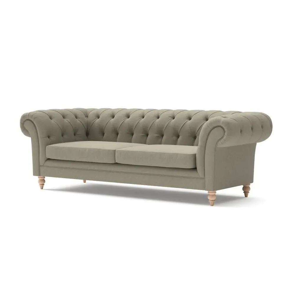 3-Seater Chesterfield Sofa - Mid Grey, Linen