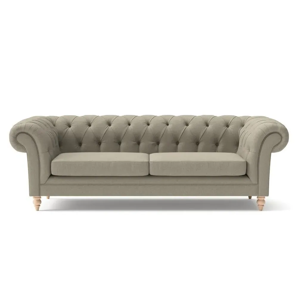 3-Seater Chesterfield Sofa - Mid Grey, Linen