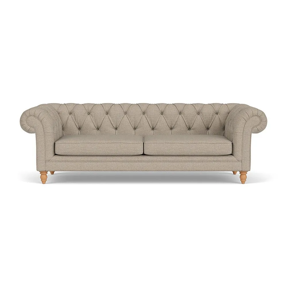 3-Seater Chesterfield Sofa - Natural, Herringbone Weave image