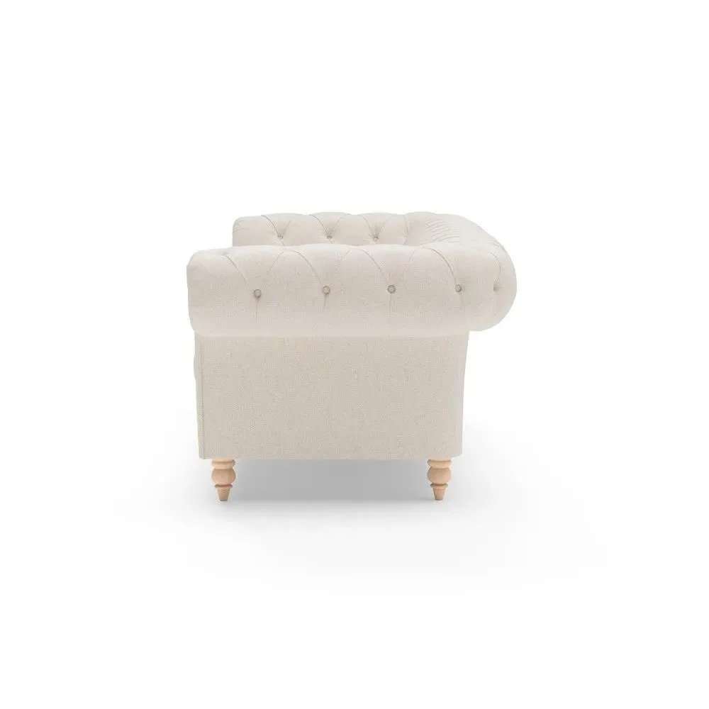 3-Seater Chesterfield Sofa - Natural, Rustic Weave