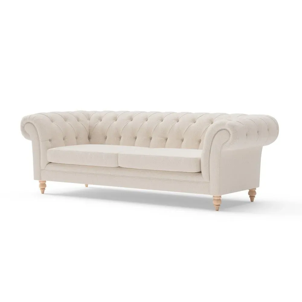 3-Seater Chesterfield Sofa - Natural, Rustic Weave