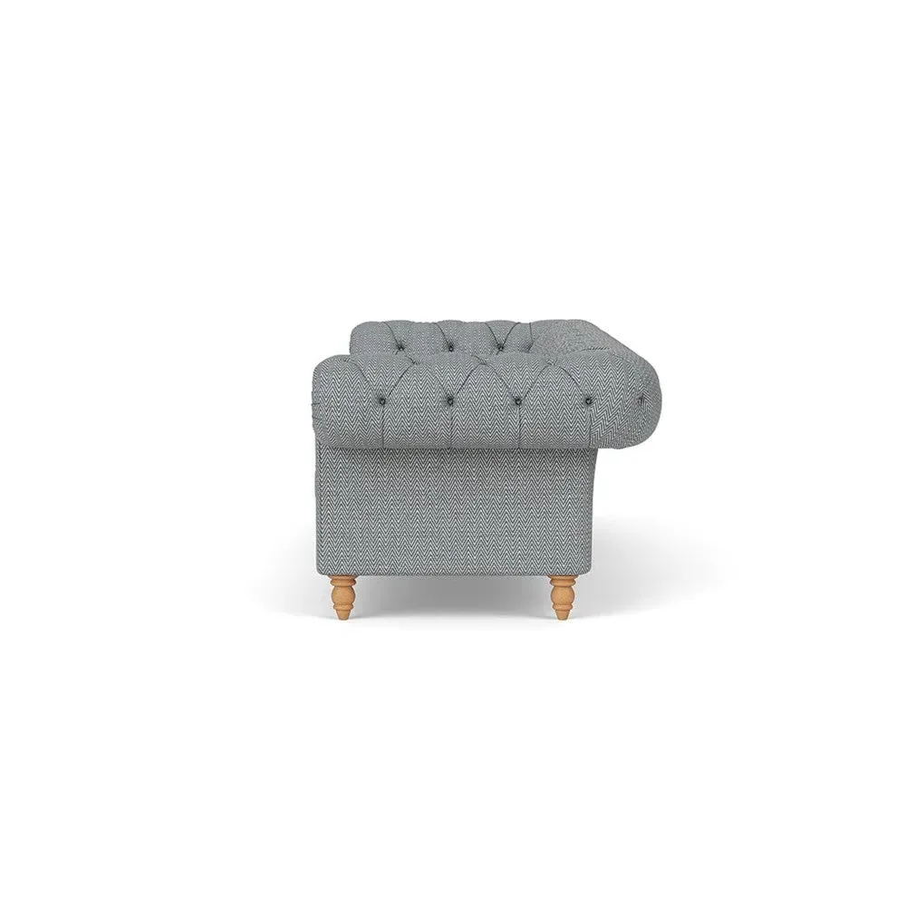 3-Seater Chesterfield Sofa - Navy, Herringbone Weave