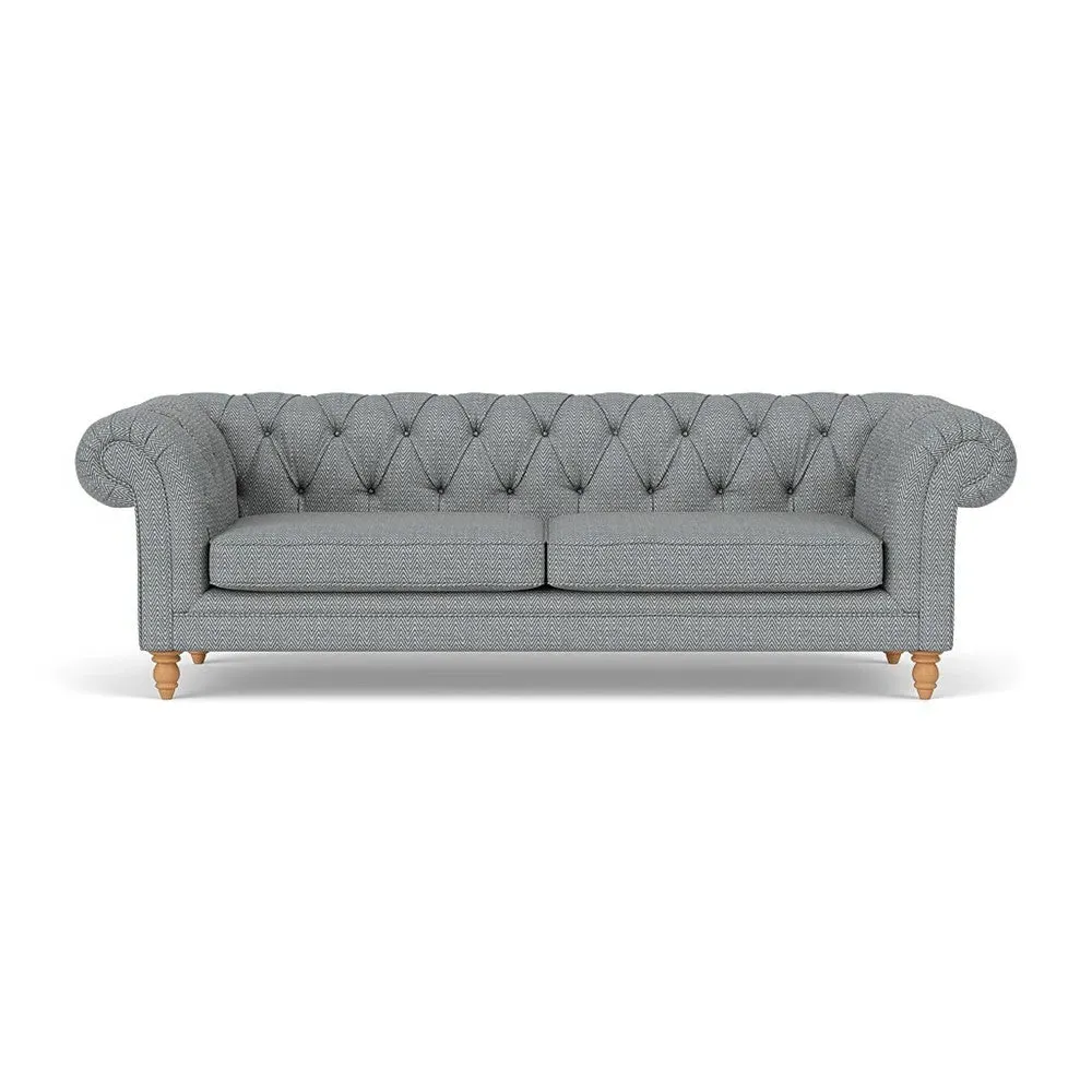 3-Seater Chesterfield Sofa - Navy, Herringbone Weave image