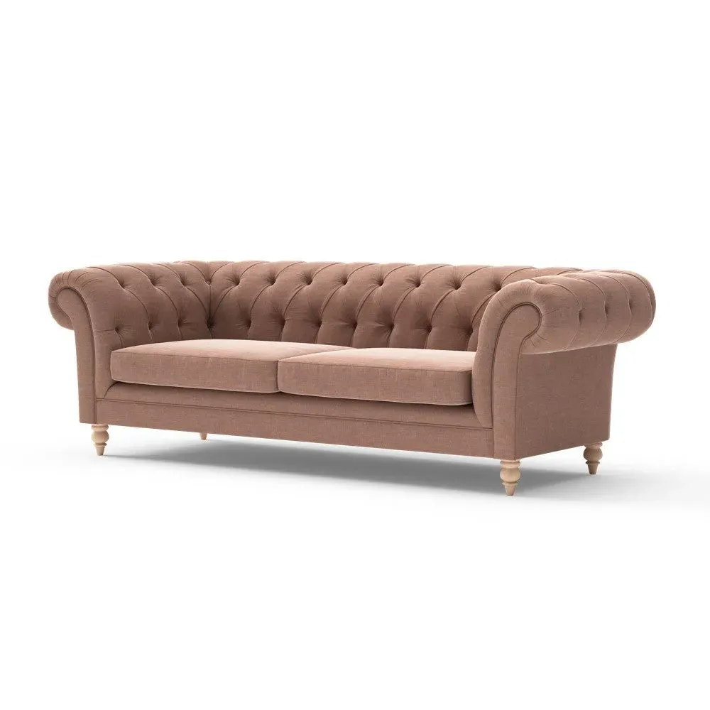 3-Seater Chesterfield Sofa - Pink, Chenille