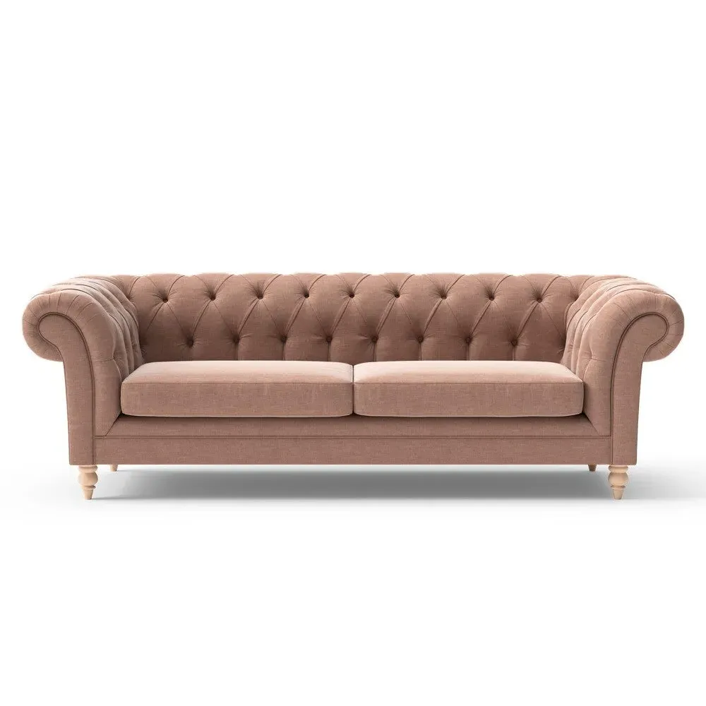3-Seater Chesterfield Sofa - Pink, Chenille image