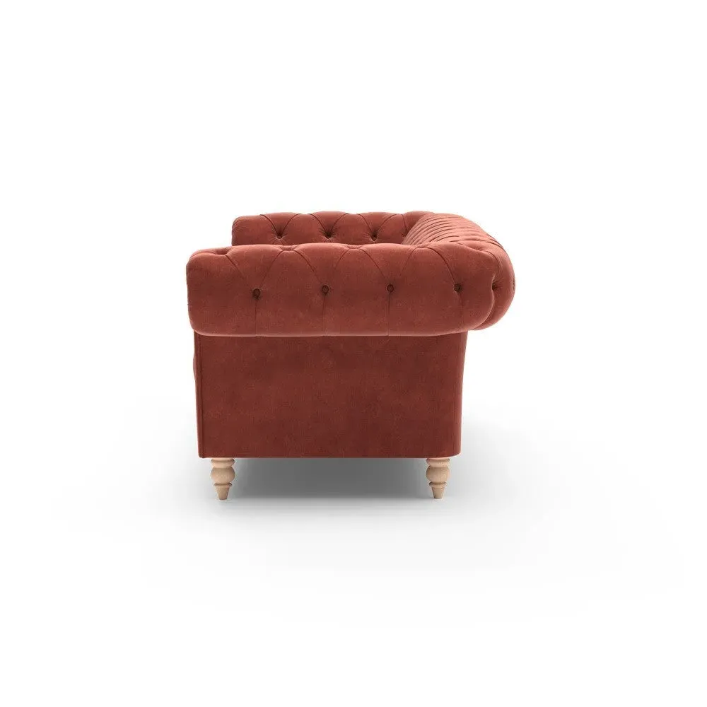 3-Seater Chesterfield Sofa - Red, Velvet