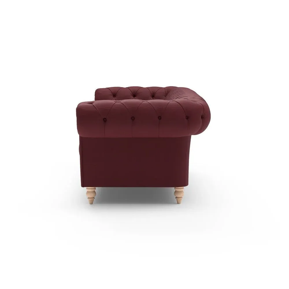 3-Seater Chesterfield Sofa - Rosehip, Linen
