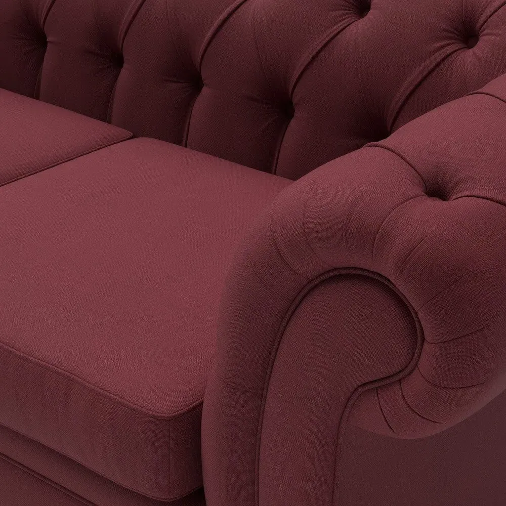3-Seater Chesterfield Sofa - Rosehip, Linen