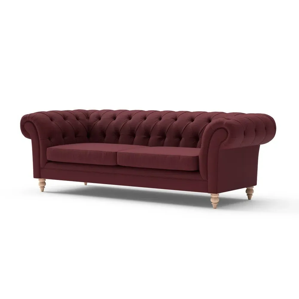 3-Seater Chesterfield Sofa - Rosehip, Linen