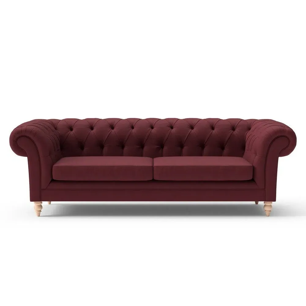 3-Seater Chesterfield Sofa - Rosehip, Linen