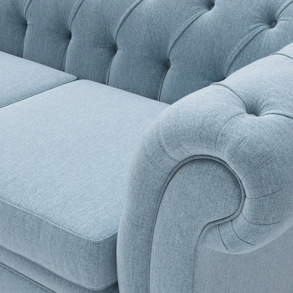 3-Seater Chesterfield Sofa - Teal, Rustic Weave