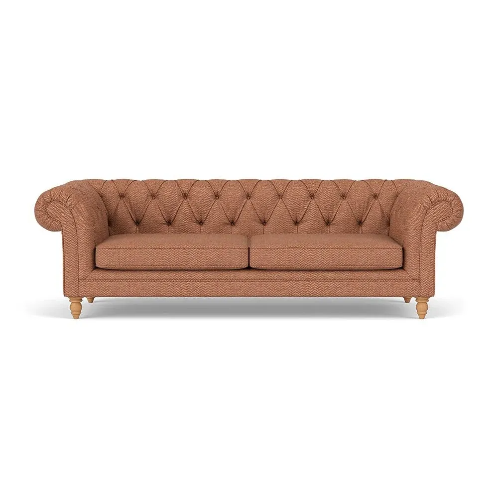 Harris 3-Seater Chesterfield Sofa - Brick, Herringbone Weave image