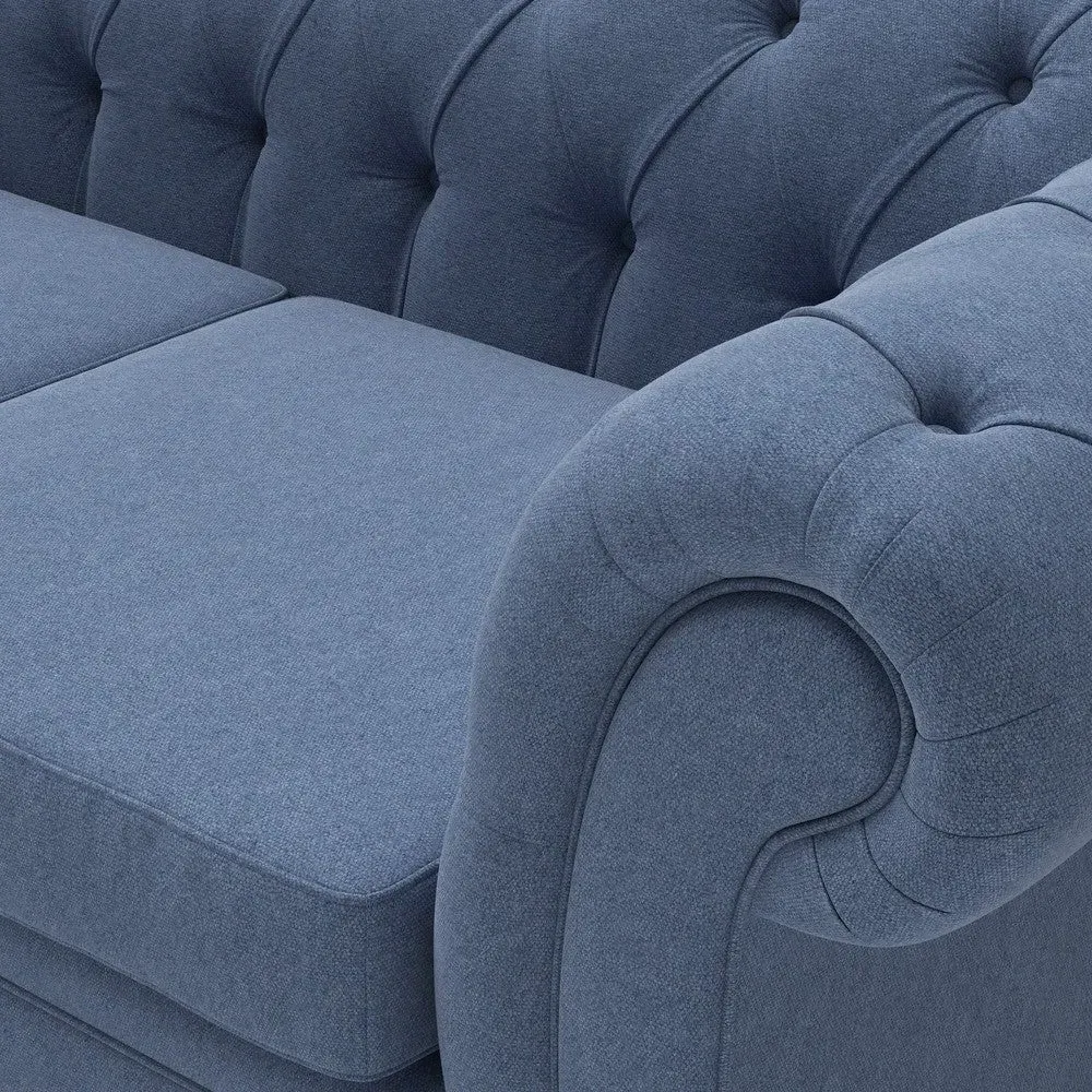 Harris 3-Seater Chesterfield Sofa - Dark Blue, Cotton