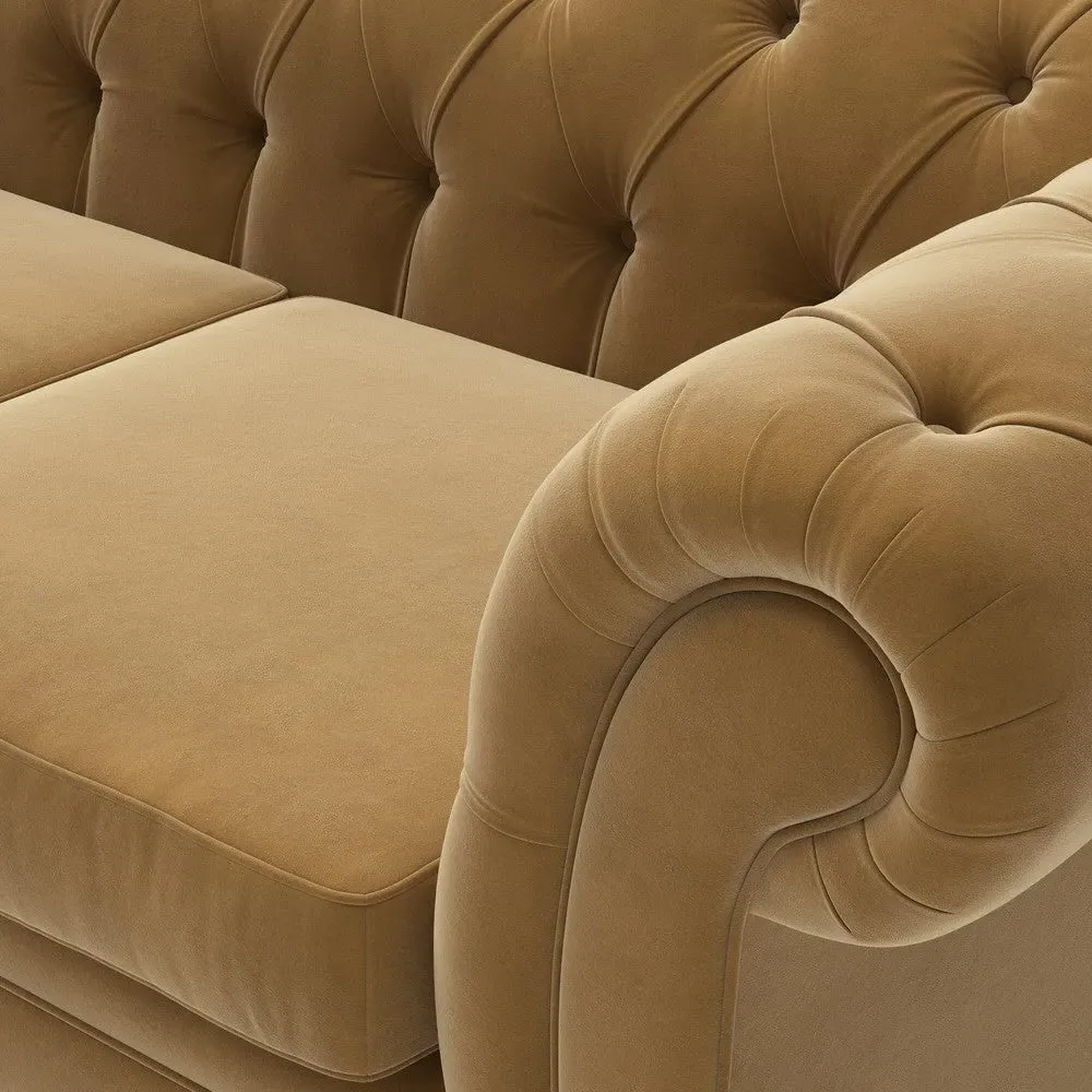 Harris 3-Seater Chesterfield Sofa - Mustard, Matt Velvet